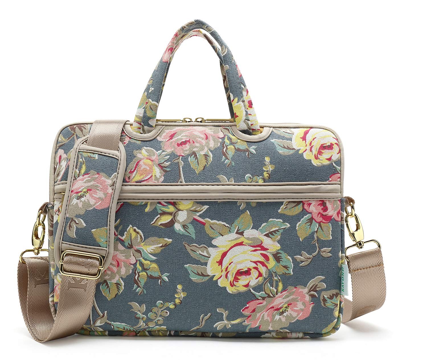Blue Water Hyacinth Pattern Water Resistant Laptop Shoulder Bag 1213 Inch