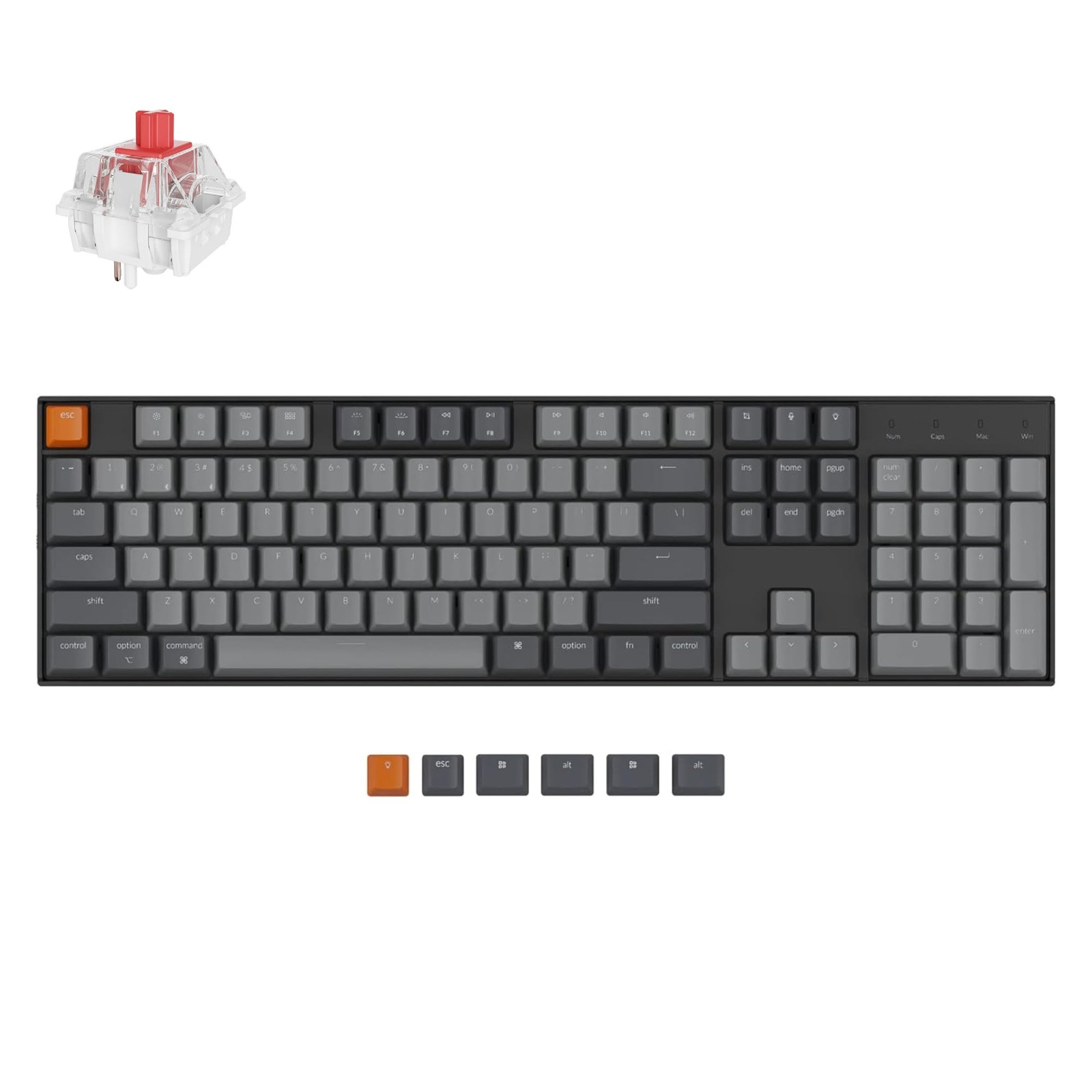 K10 Full Size 104 Keys Bluetooth Wireless/USB Wired Mechanical Gaming Keyboard