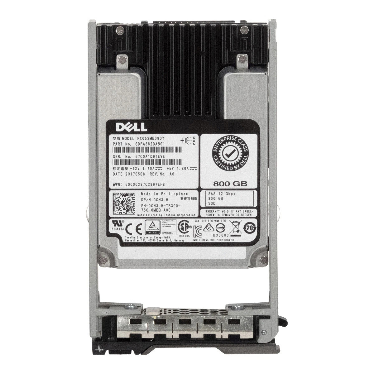 0CN3JH CN3JH Dell Enterprise Class 800GB 12Gb/s SAS SSD Toshiba PX05SMB080Y NEW