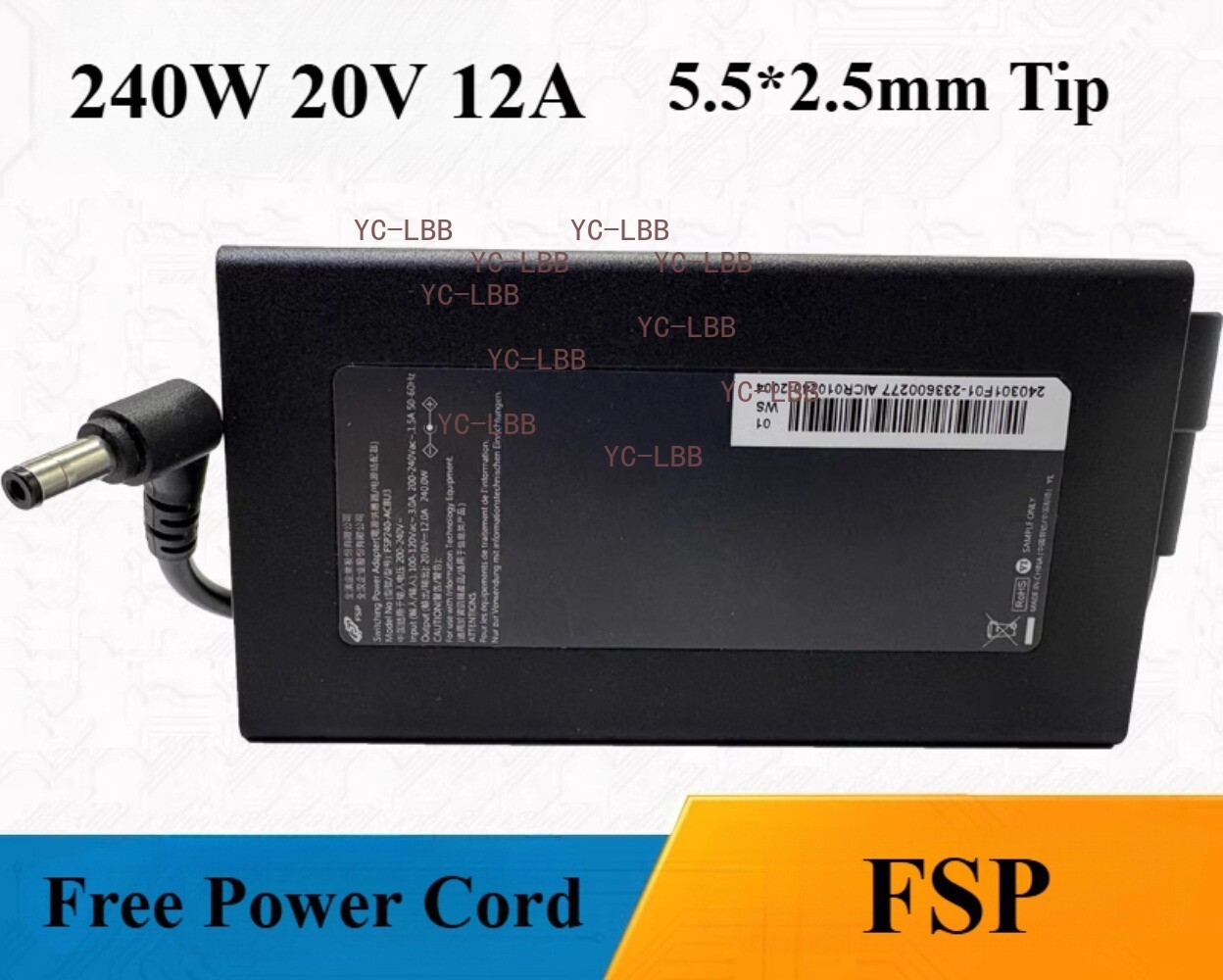 Genuine FSP 240W 20V 12A Laptop Charger 5.5*2.5mm Power Adapter FSP240-ACBU3