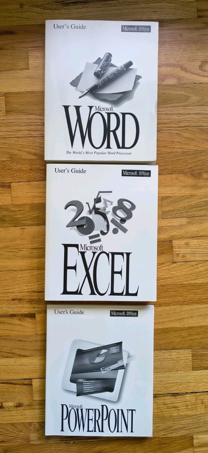 Vtg Microsoft Office User's Manuals-Word, Excel, PowerPoint (93/94) Retro Tech