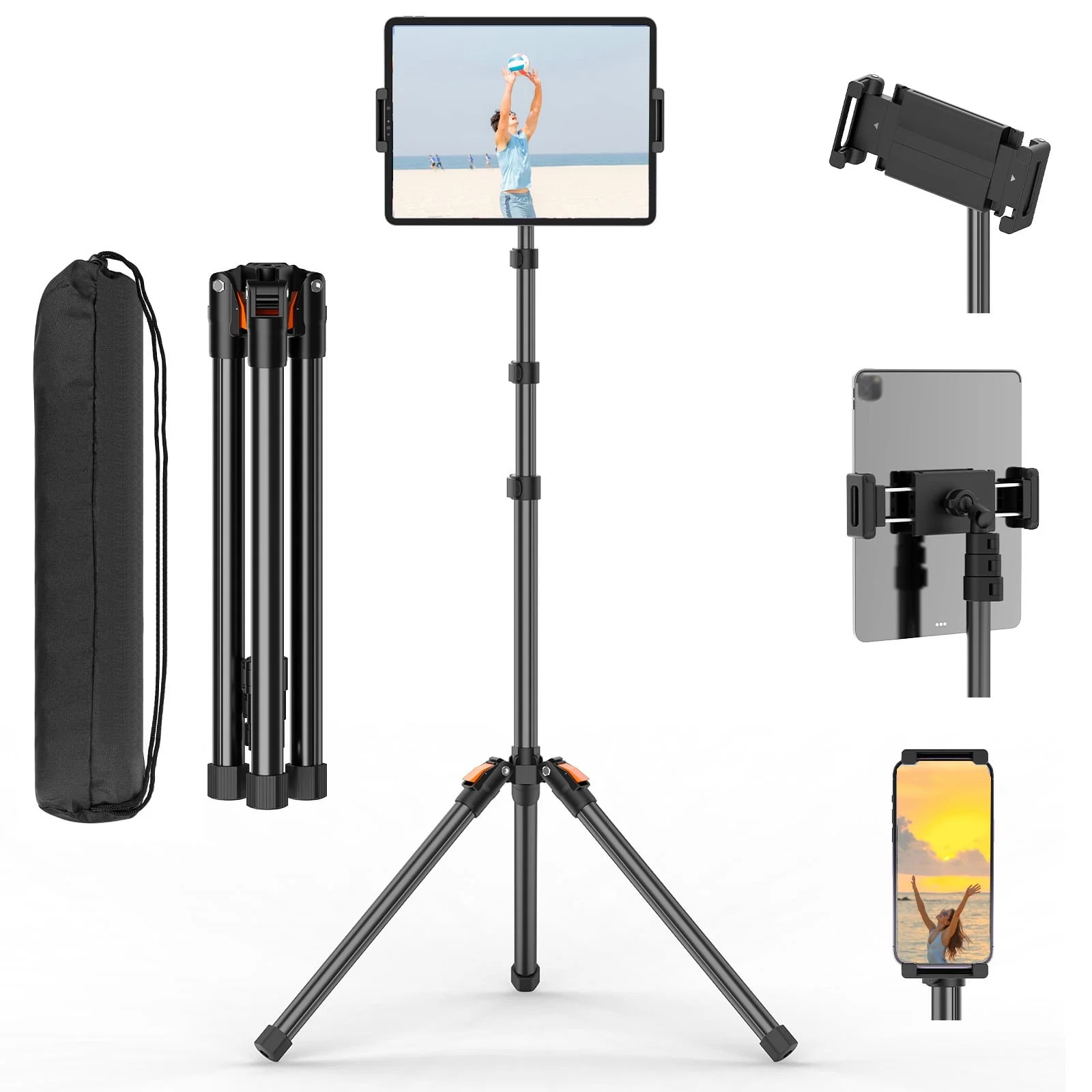 72IN Tablet Stand, 360° Rotating Tablet Tripod, Height Adjustable Floor Stand Tr