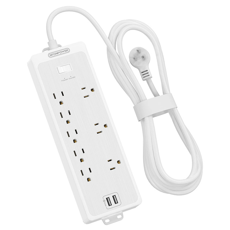 Power Strip Surge Protector Ntonpower Flat Plug Long Extension Cord 15 Ft 8
