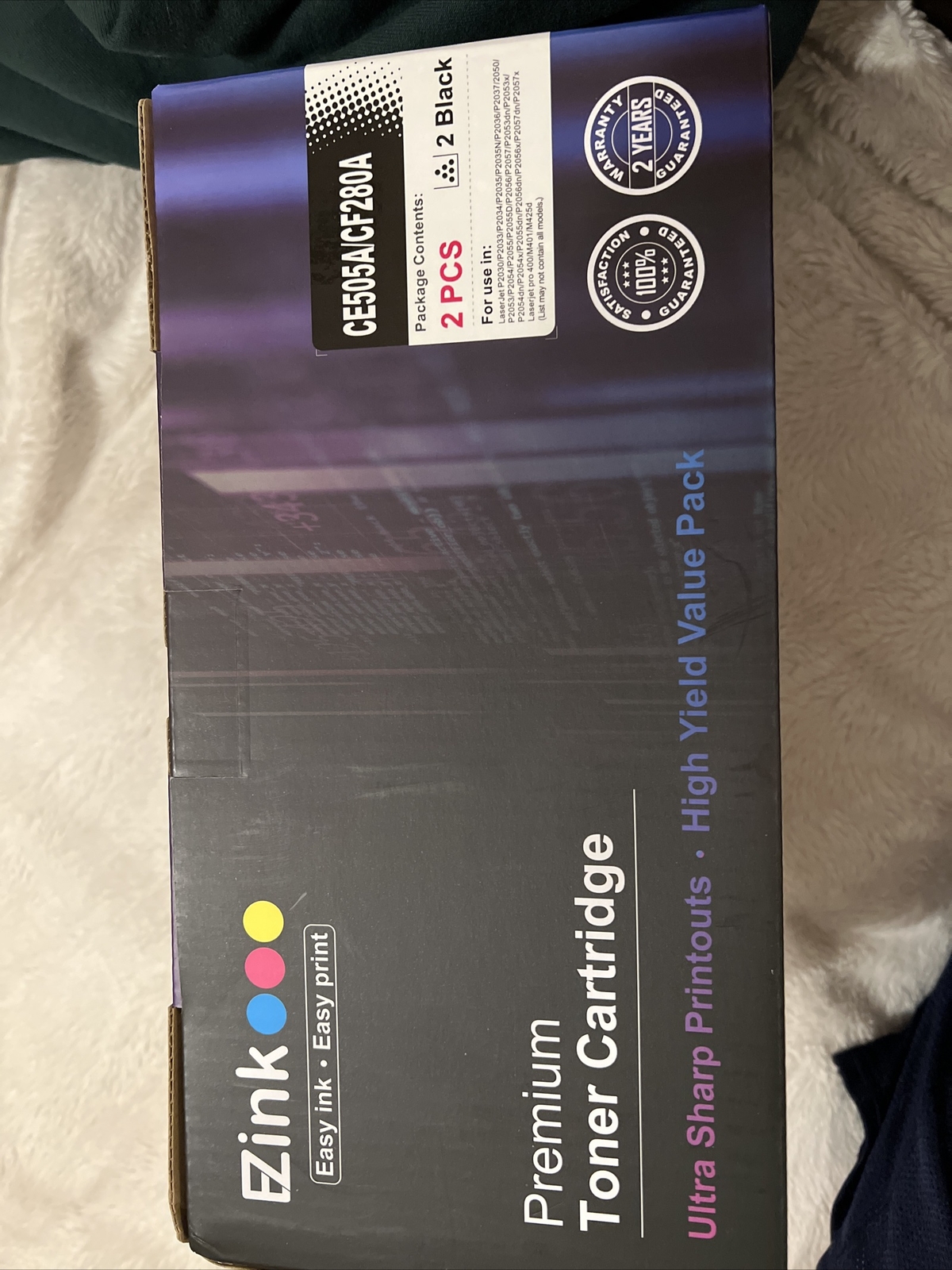 2 x HP 05A compatible toner cartridge CE505A/CF280A BLACK, NEW SEALED EZink S1A