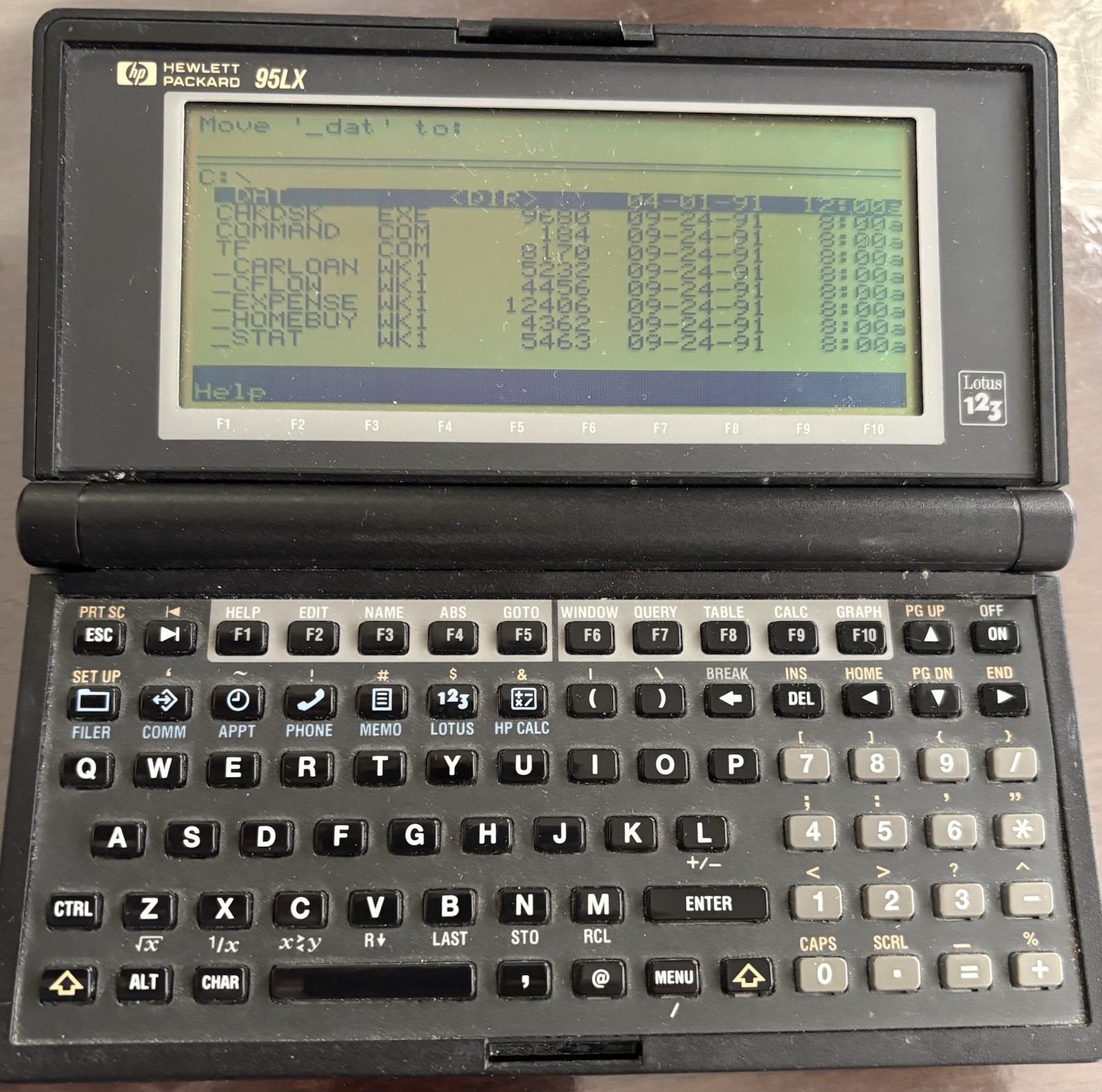 Hewlett-Packard HP 95LX Palmtop PDA MS-DOS 1MB B&W LCD-Clean-Tested-Works