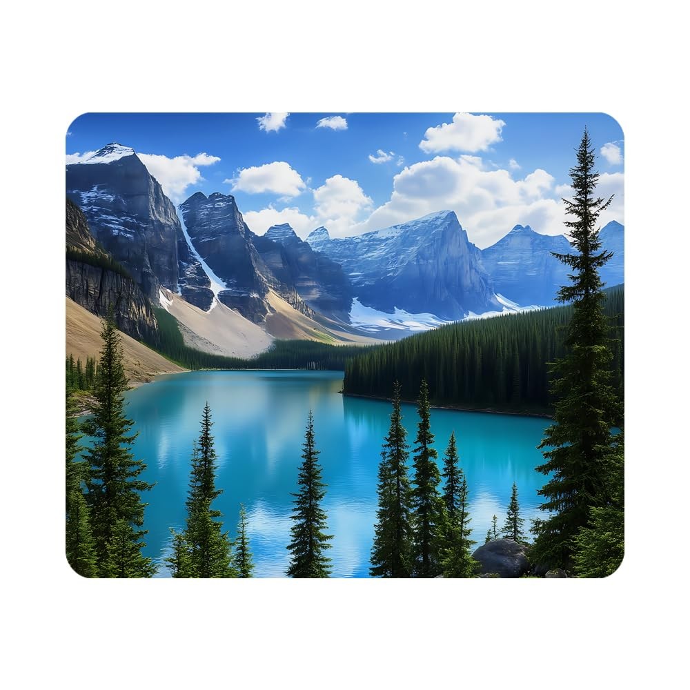 Gaming Mouse Pad Landscape Canadian Rockies Moraine Lake Non-Slip 9.5x7.9 In