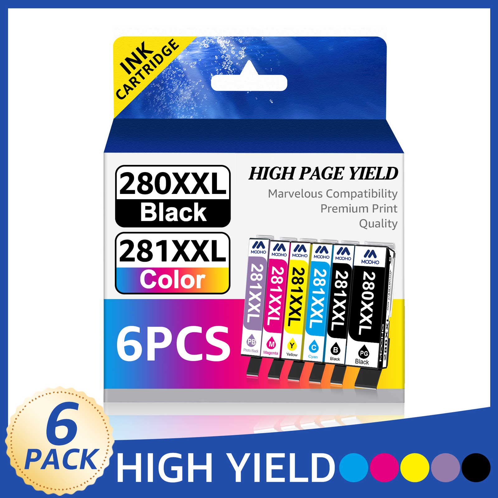 6-PK High Yield PGI-280XXL/CLI-281XXL Ink Cartridge Pack for Canon PIXMA TR8600