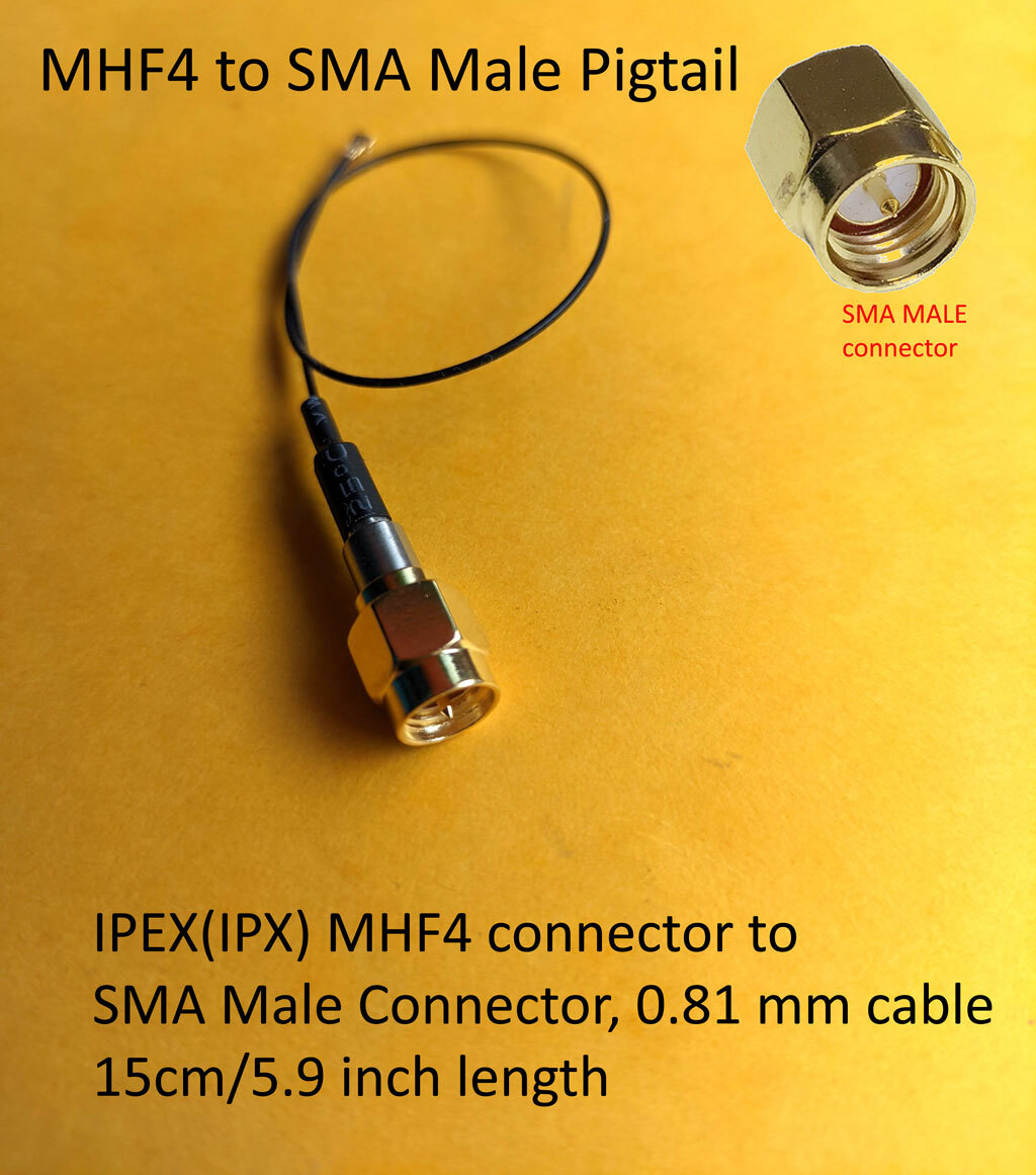 MHF4 / IPX to SMA Male Pigtail for NGFF / M.2 WIFI/WiFi/3G/4G/5G/LTE Modules