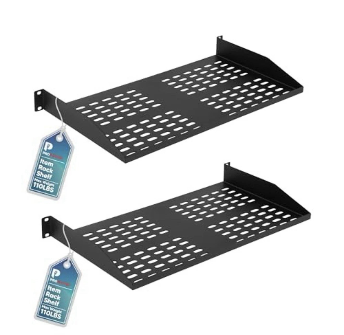 (2 PACK) Promaster PRMSSVR64 1U Server Rack Shelving 19”W 10”D 1.7”H