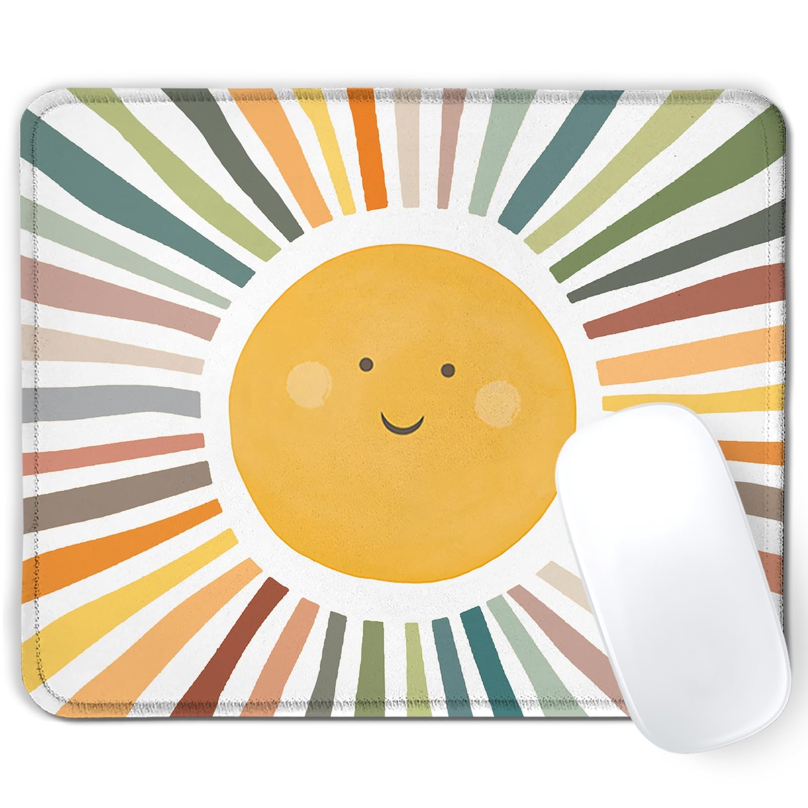 Nipil Boho Colorful Rainbow Sun Mouse Pad,Cute 9.5x7.9 inches, Color-3