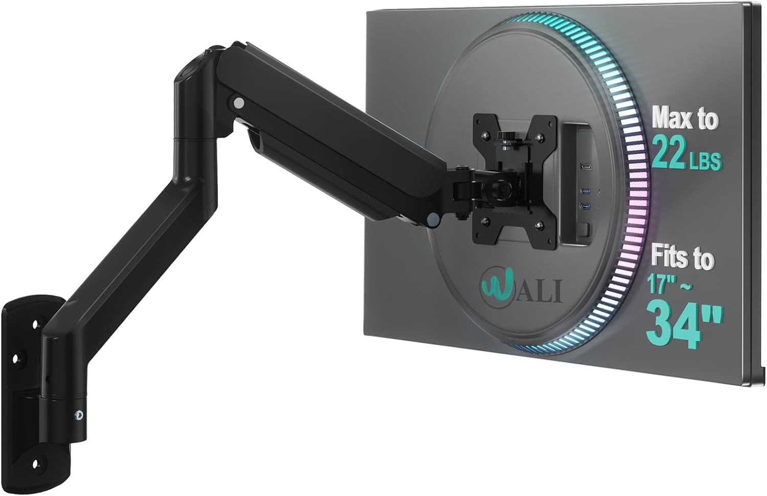 WALI Single Monitor Wall Mount for 17-34 Inch Computer Screens，Up to 22 Lbs