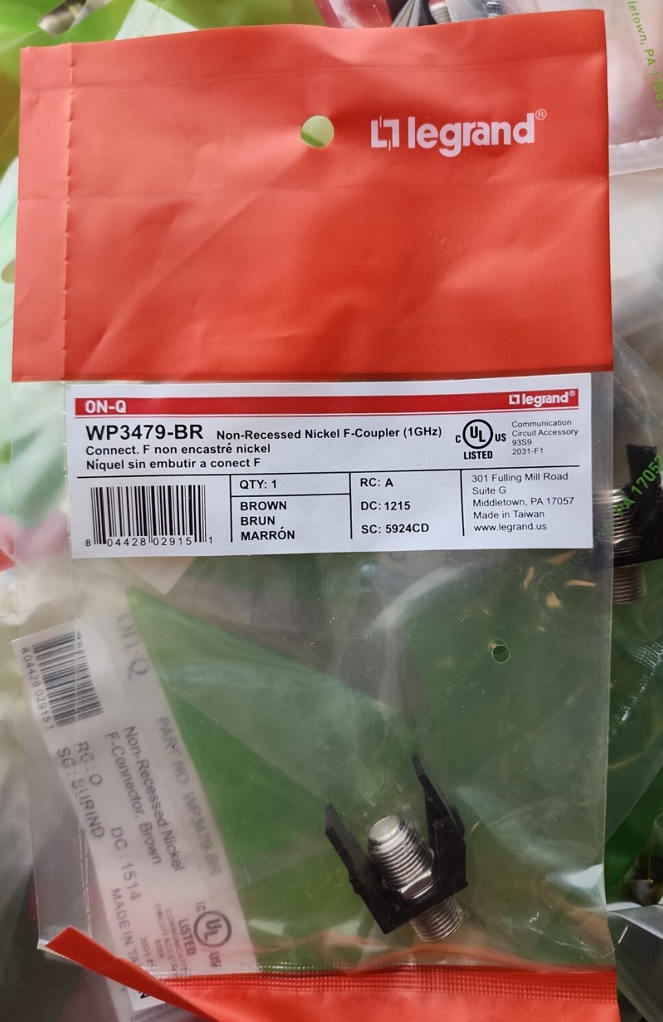 120x Legrand On-Q WP3479 BR Contractor Non-Recessed Nickel GHz F-Connector