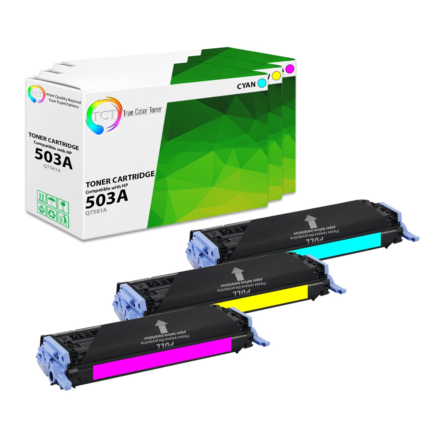 TCT 3PK 503A Toner Set Q7581A Q7582A Q7583A For HP Color LaserJet 3800 CP3505