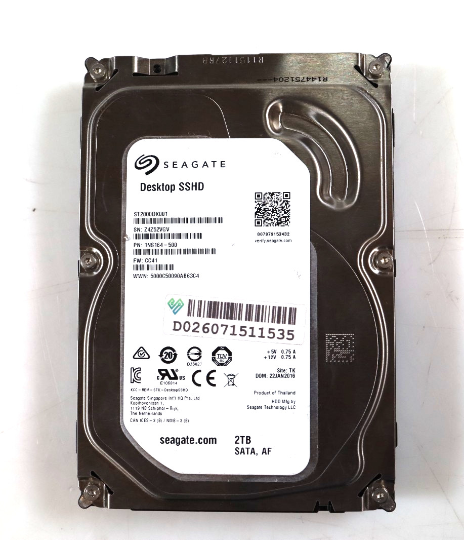 Seagate FireCuda ST2000DX001 2TB 3.5" SATA SSHD Hybrid Hard Drive 1NS164-500