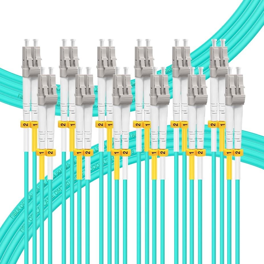 6 PCS OM3 LC To LC Fiber Patch Cable Multimode Duplex 50/125um LSZH 0.2M/7in