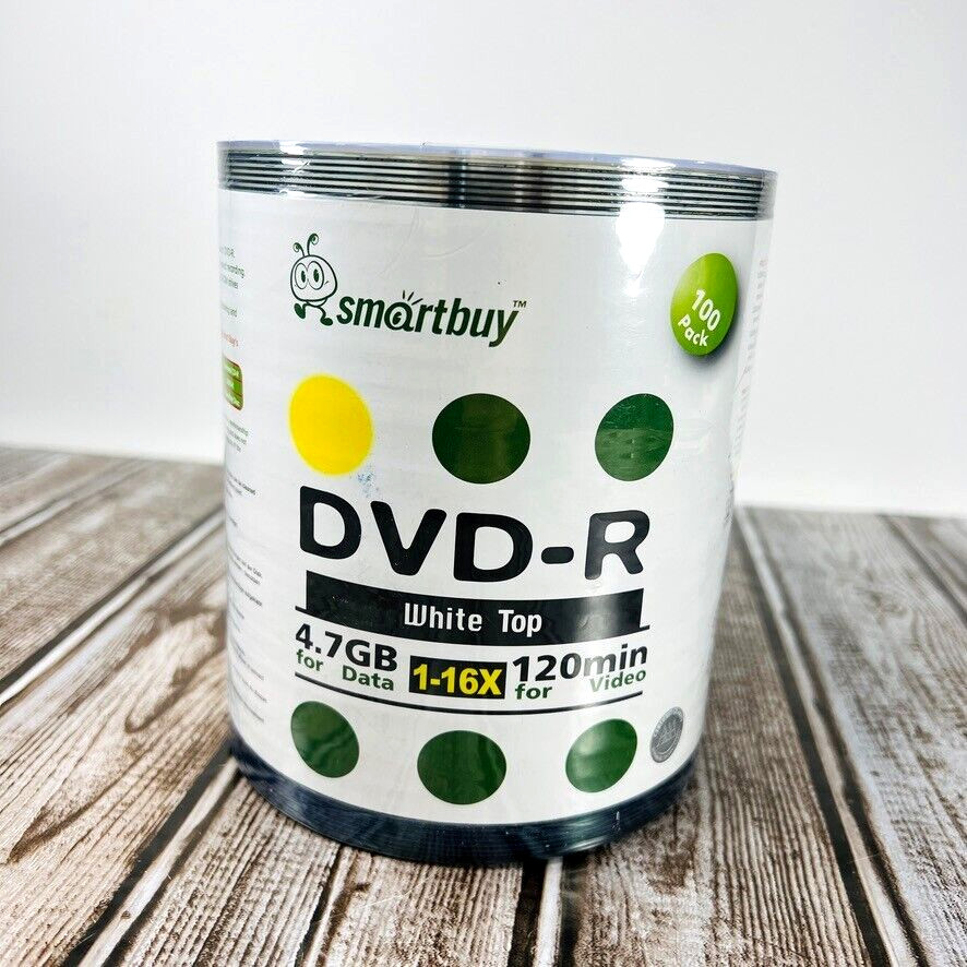 Smart Buy Dvd R 16x 4.7 GB Blank Disc 100 Pk Inkjet Printable 90 Plus Min Music
