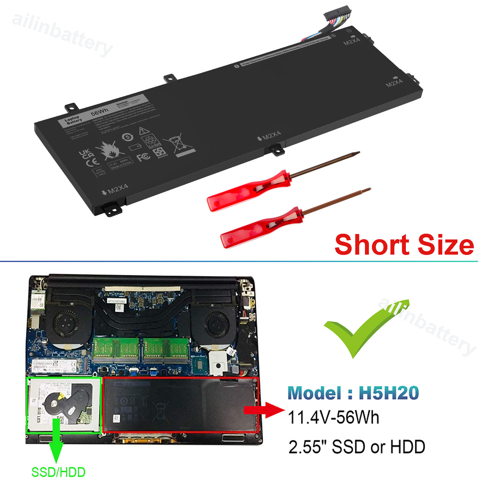 56Wh/97Wh 6GTPY H5H20 Battery For Dell XPS 15 9560 9570 Precision 5520 5530 FAST