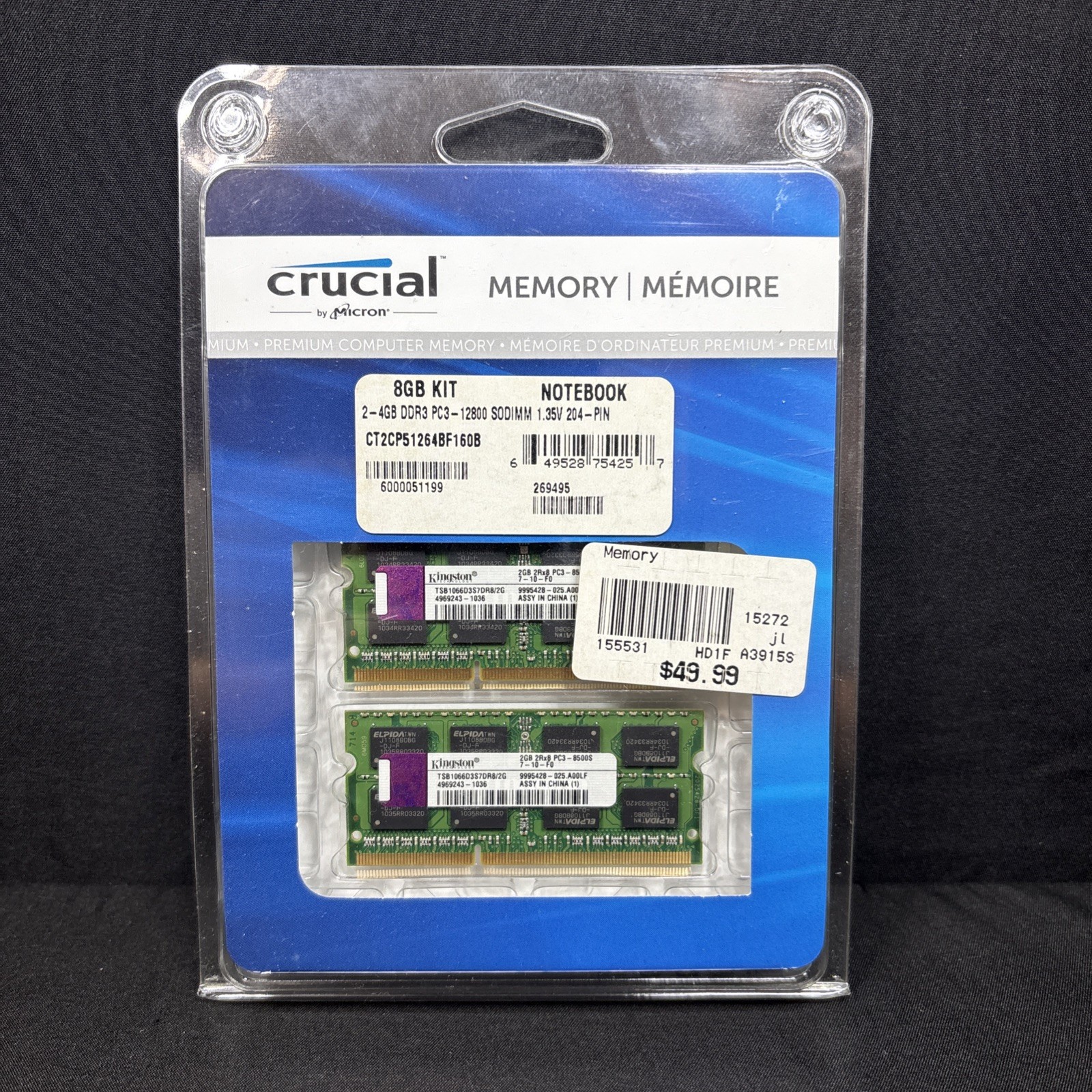 Crucial by Micron 8 GB Notebook RAM Memory Kit - NIB