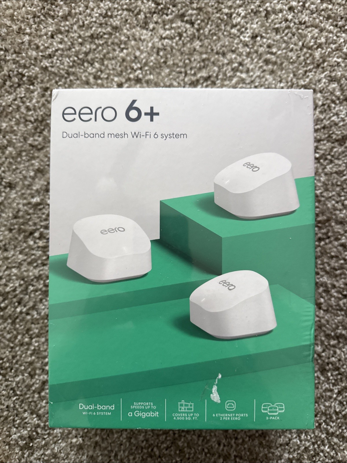 EERO 6+ AX3000 Wi-Fi 6 Dual-Band Gigabit Mesh System White 3 Piece 