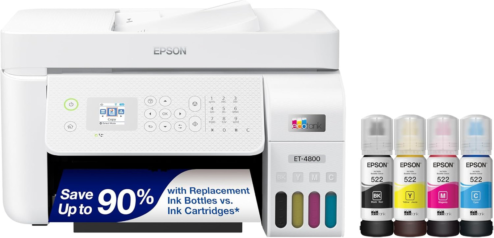 Epson Ecotank ET-4800 Wireless Color All-In-One Supertank Printer