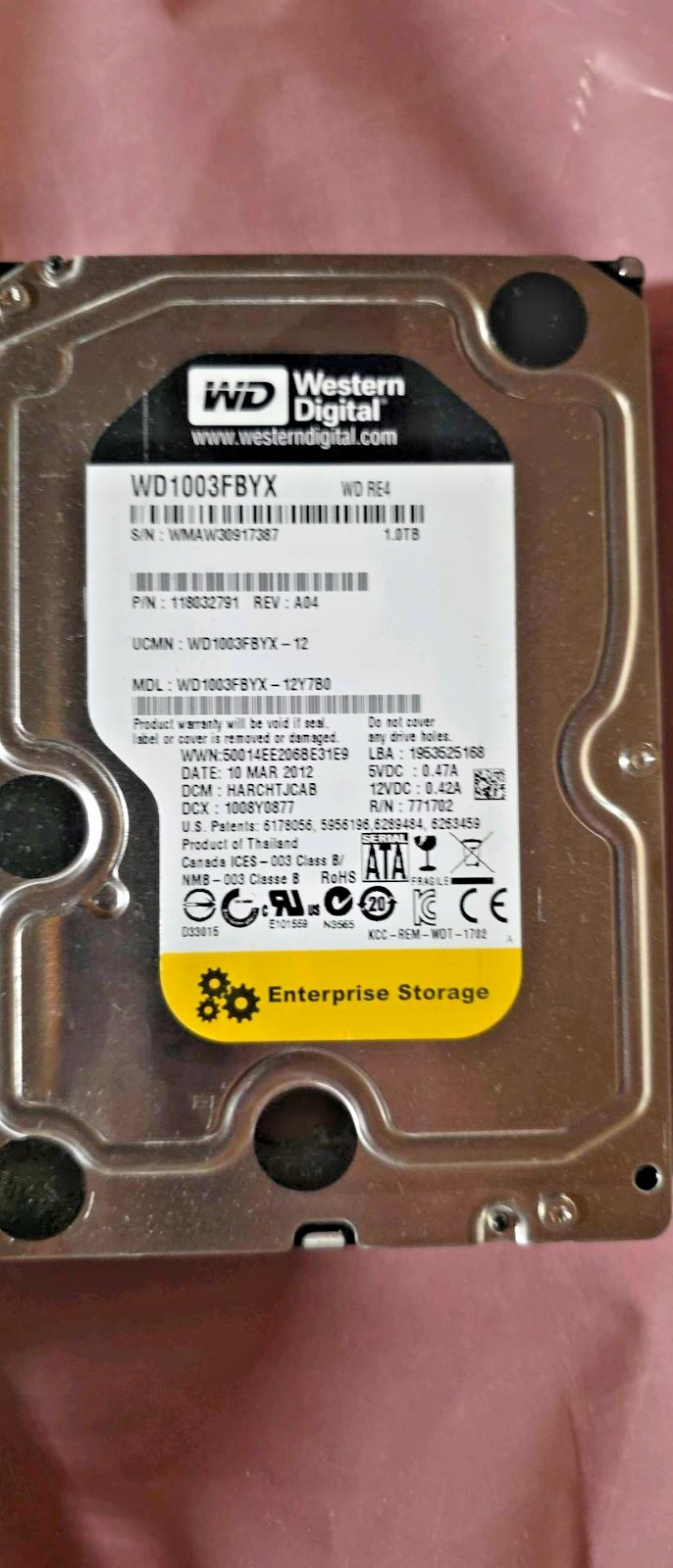 WD1003FBYX Western Digital 1TB 7.2K RPM 3Gb/s 3.5" SATA HDD Hard Drive