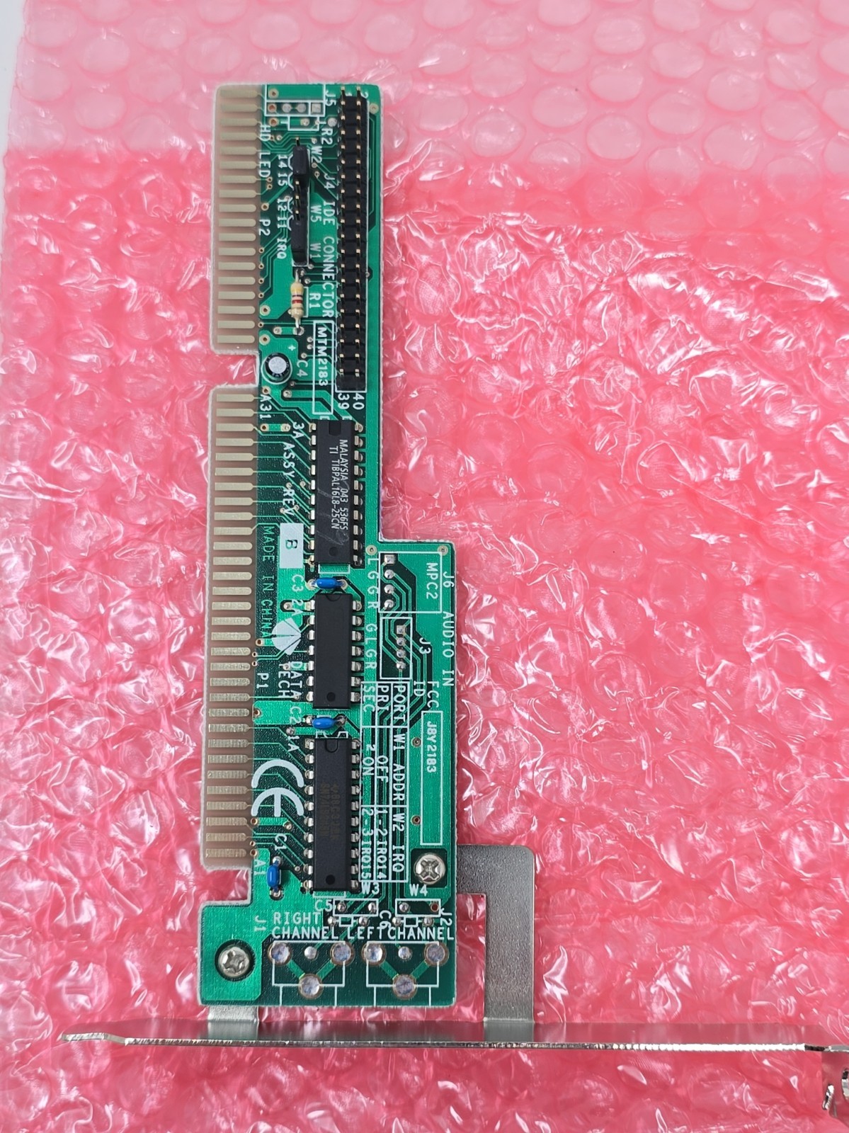 Vintage DTC2183 16-Bit ISA IDE Controller Card RCA Stereo Audio Out Retro PC