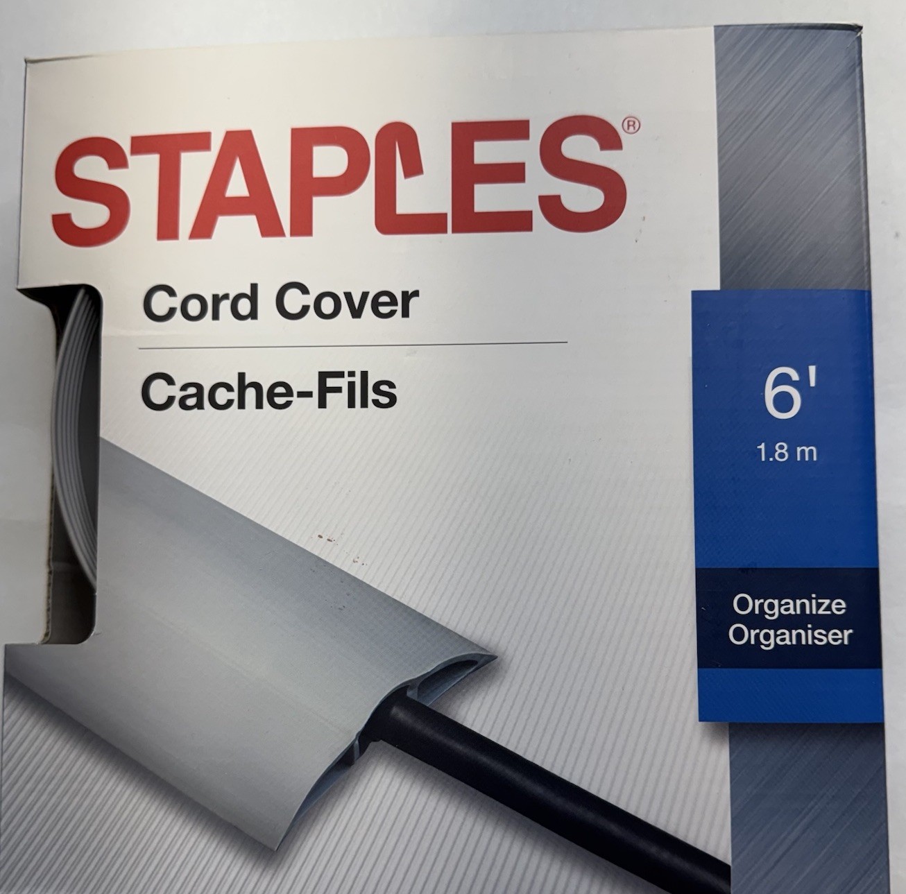 Staples 6 Foot Cord Cover Organize Cables Power Cords With Double Sided Tape NEW