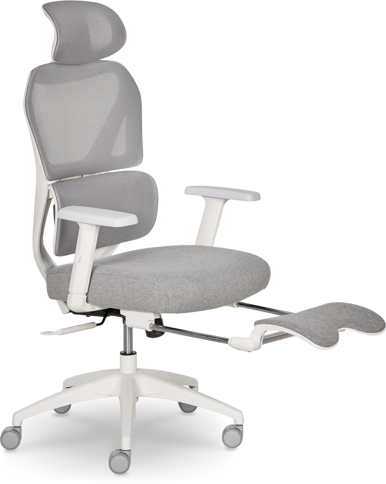 Massage Chair Heated Ergonomic Mesh Swivel Executive Light Gray Sharper Image