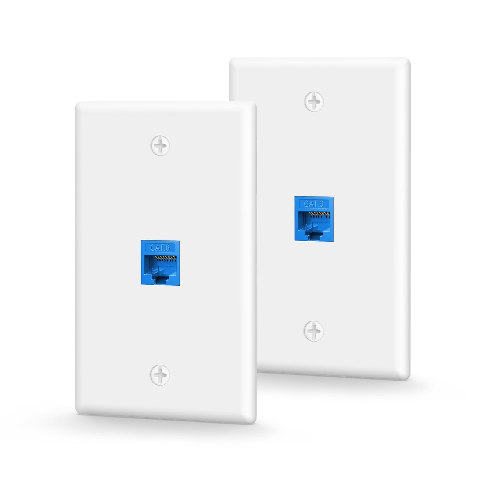 Ethernet Wall Plate 1-Port Keystone Jack RJ45 Inline Coupler Cat6 Blue 2 Pack