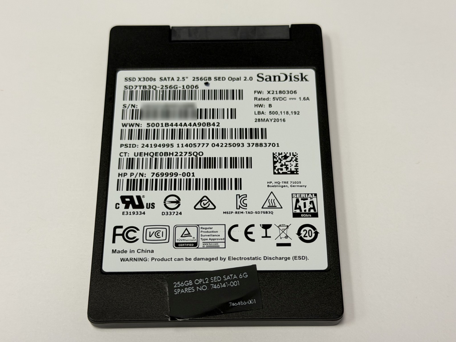 SanDisk 256GB X300s Opal 2.0 SED 2.5" SSD Solid State Drive SD7TB3Q-256G-1006