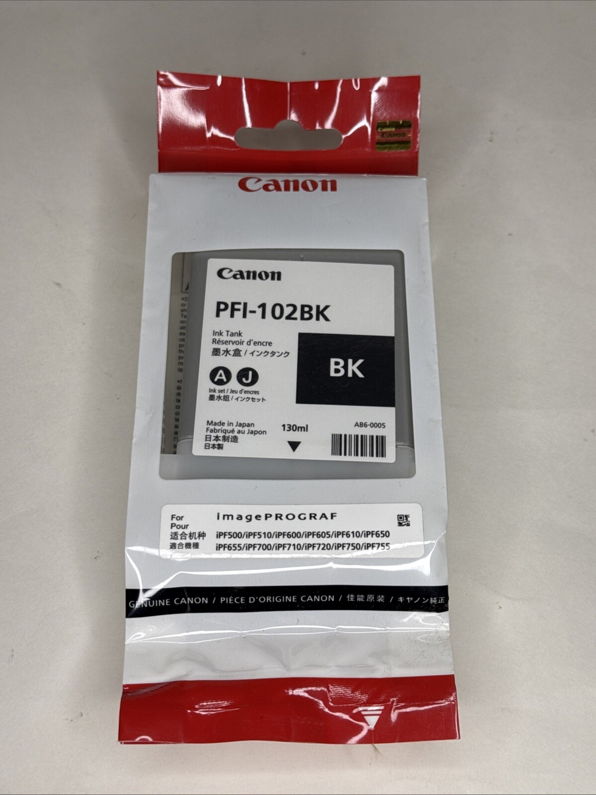 Genuine Canon Ink Cartridge PFI-102BK Black for ImagePROGRAF iPF500 iPF600