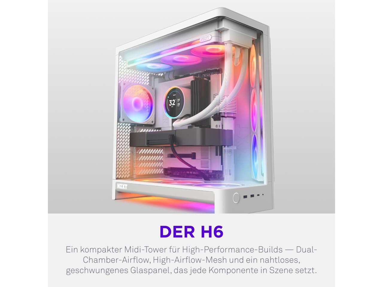 H6 (2026) Compact Dual-chamber ATX Case All White