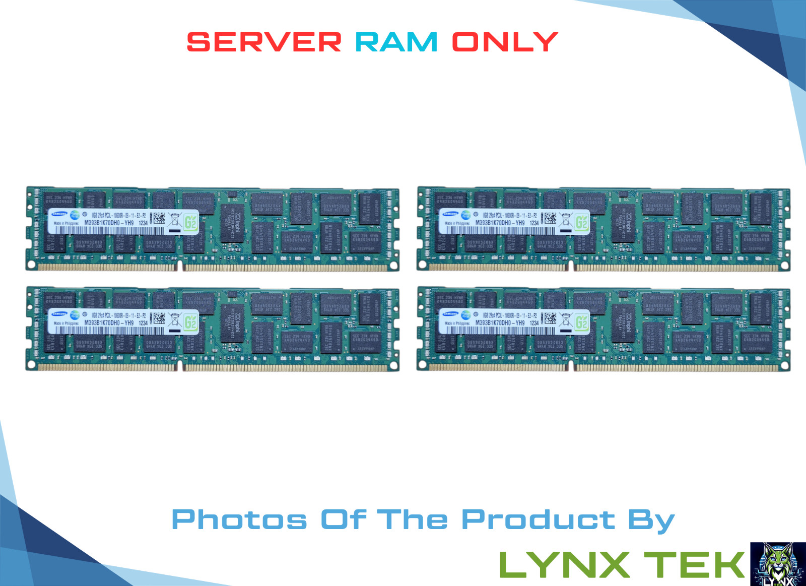 (LOT 0F 4x 8GB) Samsung  2Rx4 PC3L-10600R DDR3 Server Memory M393B1K70CH0-YH9