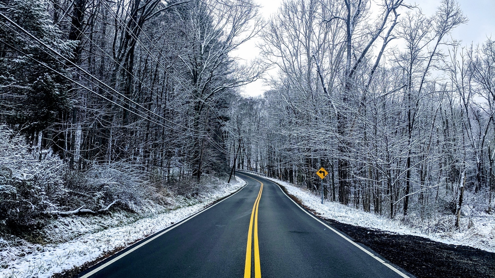Landscape nature forest snow road winter Custom Gaming Mat Desk