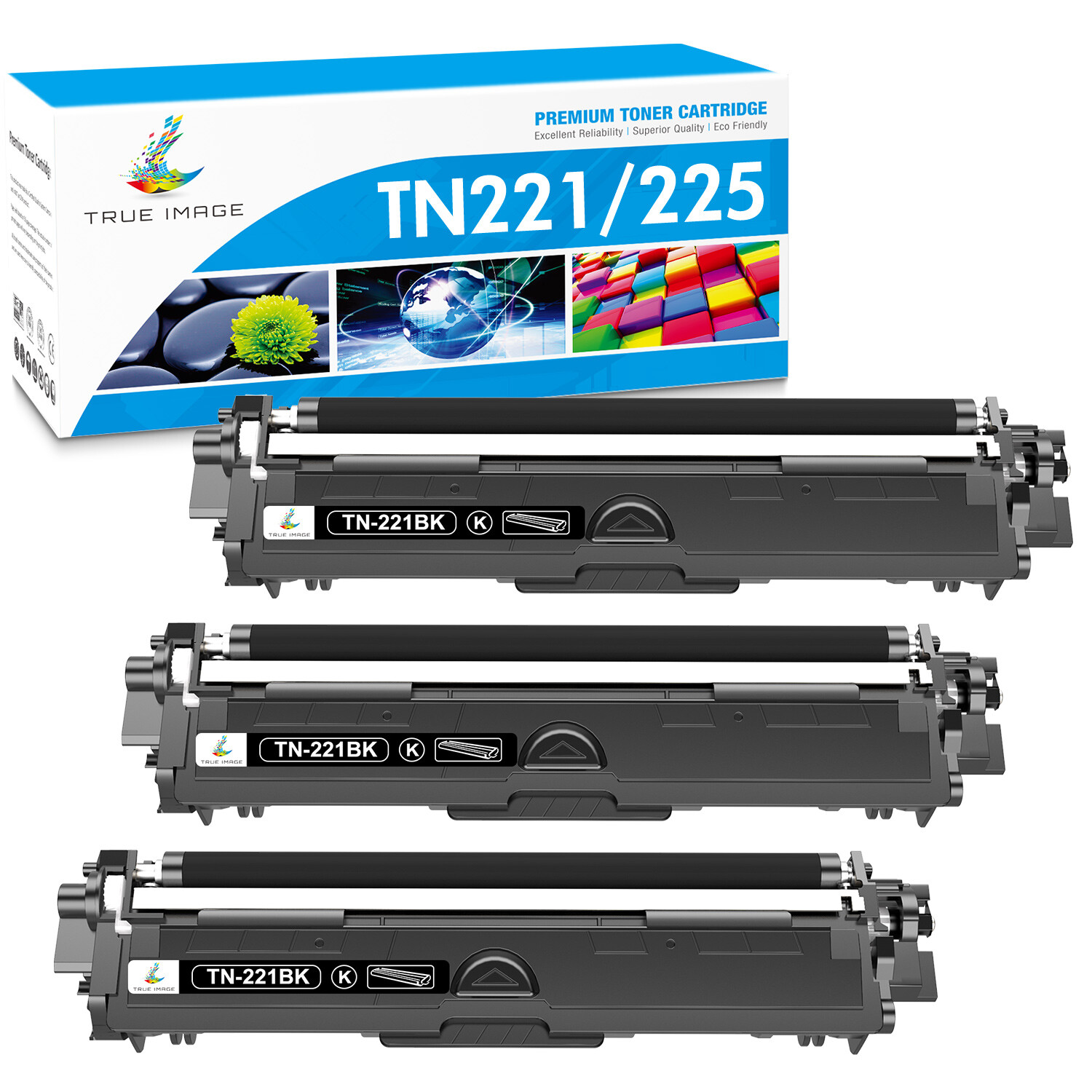 3 Pack TN221BK Toner Compatible With Brother MFC-9130CW 9330CDW 9340CDW TN-221