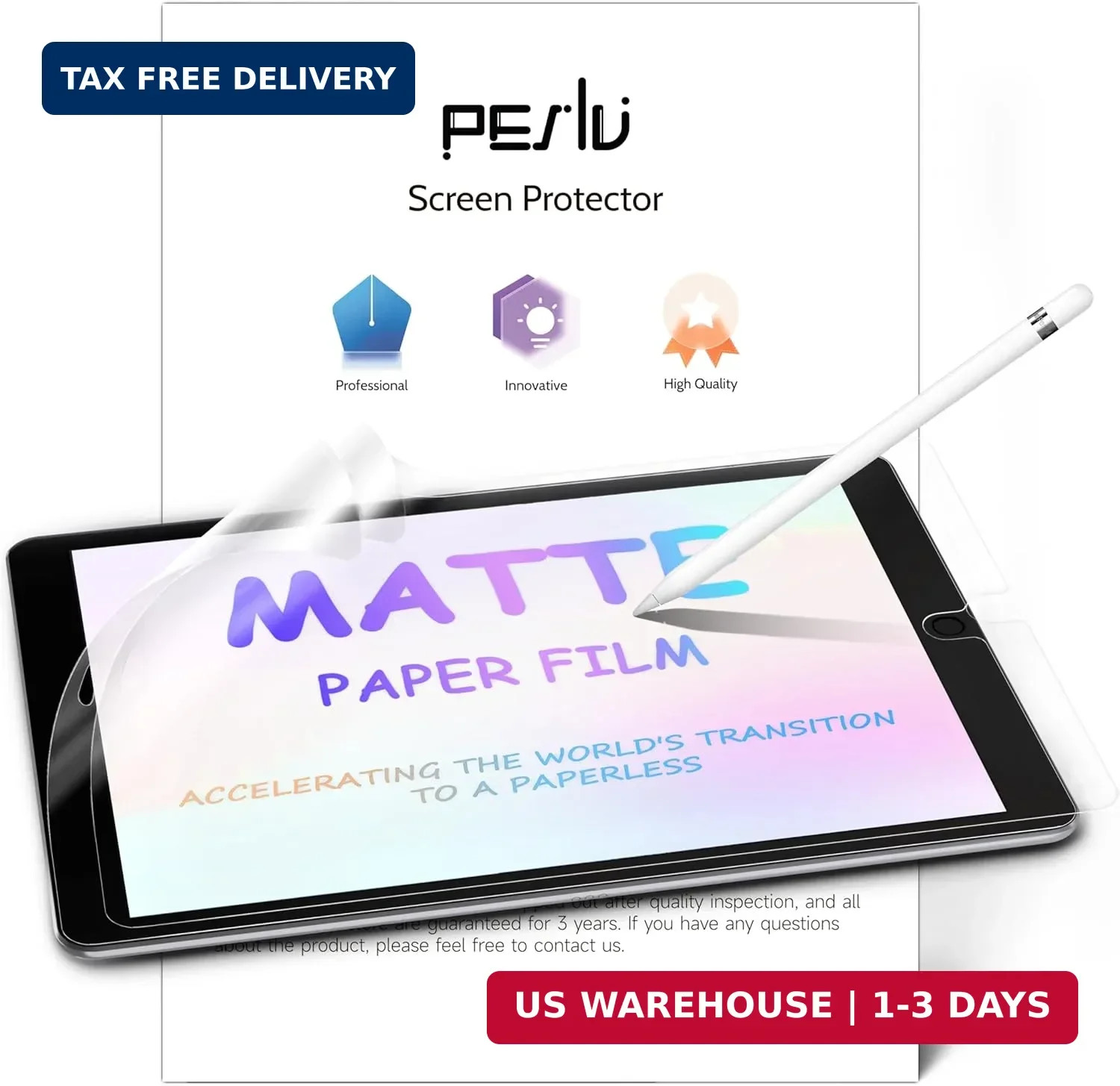 Peslv 2 Pack Like Paper Screen Protector for iPad 9th/8th/7th (10.2-Inch, 2021-2