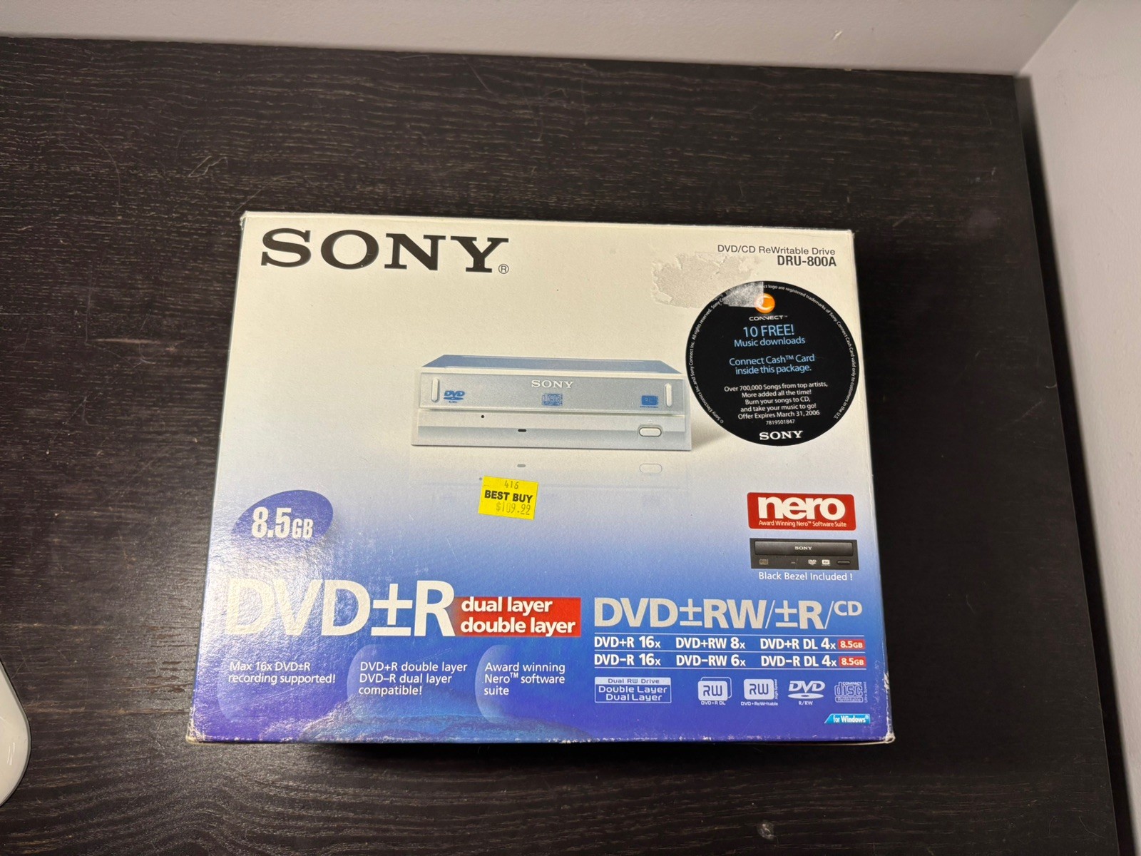 Sony DVD+-R Dual Layer 8.5GB 16X Rewritable DVD/CD Burner DRU-800A open box 