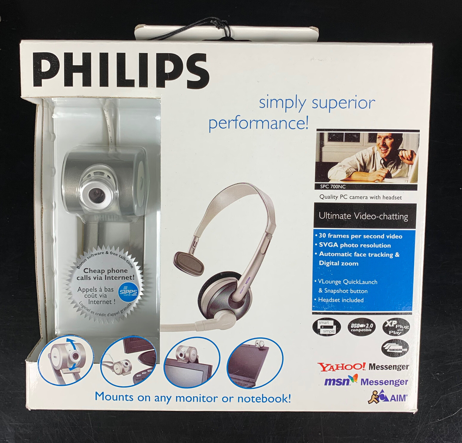 Philips Smart Digital Video Chat Web Cast PC Pixel Camera & Headset SPC700NC USB