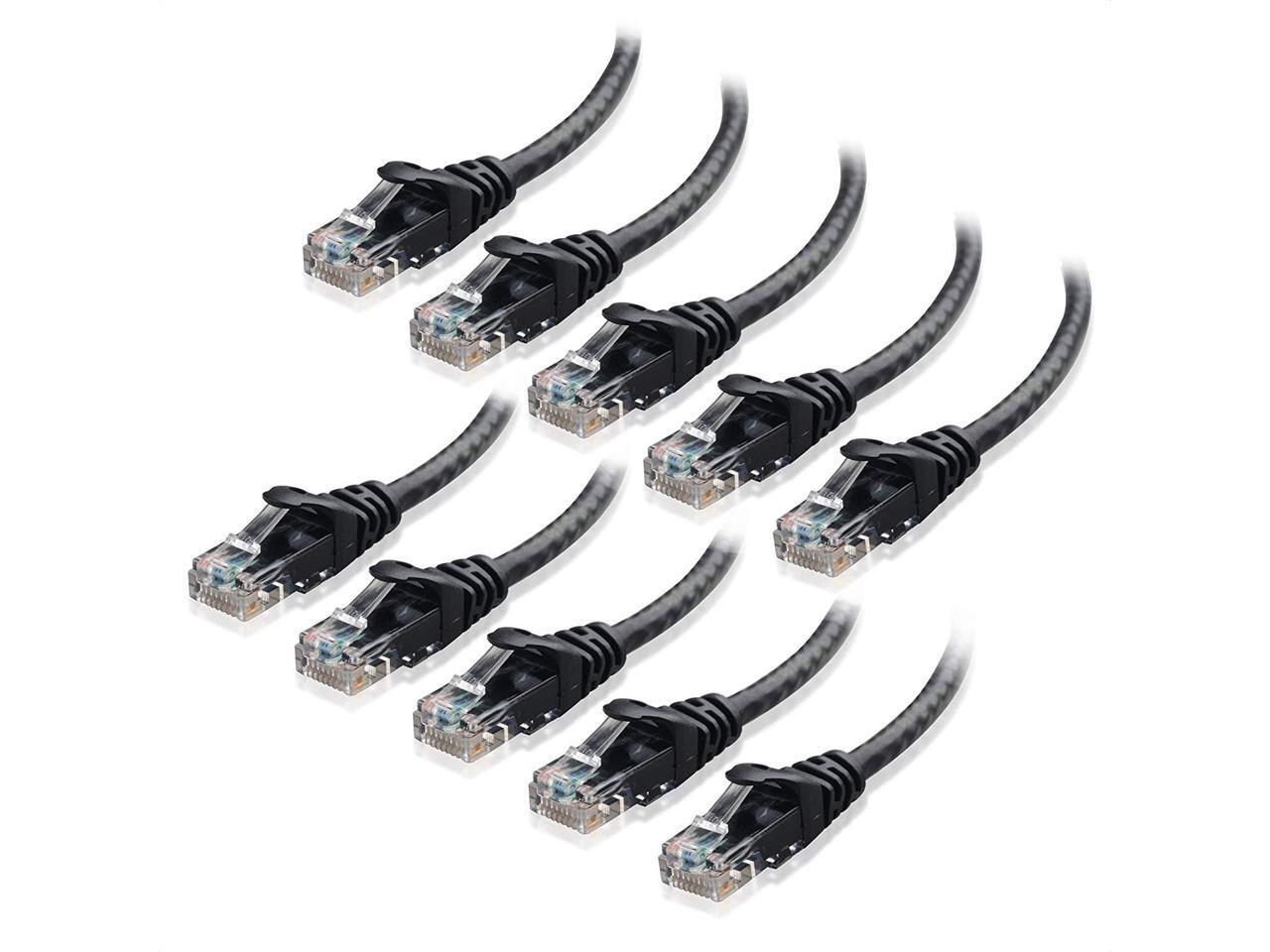 Cat6 Patch Network Cable RJ45 Ethernet 1ft To 10ft 10Pack Pure Copper Black