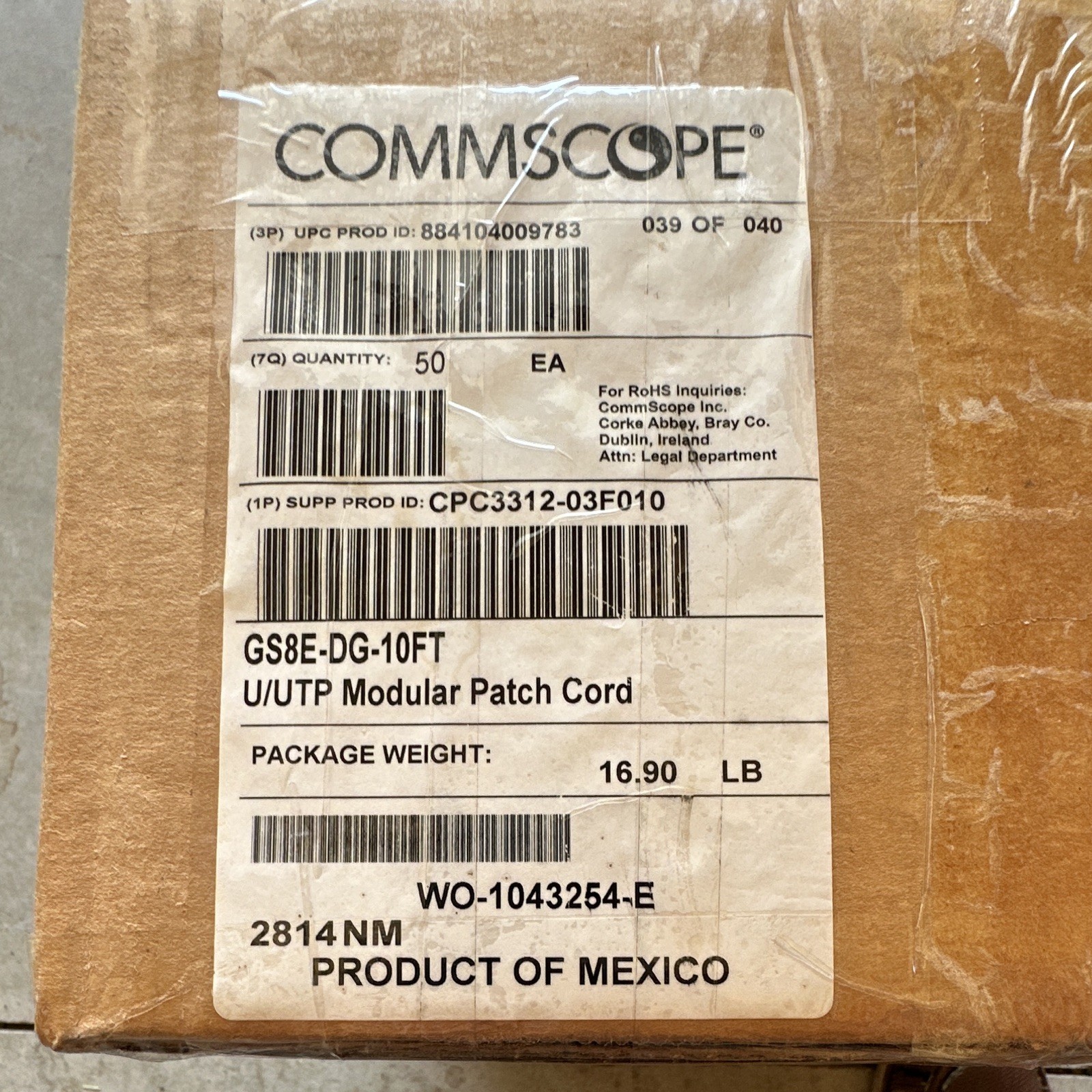 Commscope Systimax Cat6 Gray Patch Cords 10ft (box of 50)