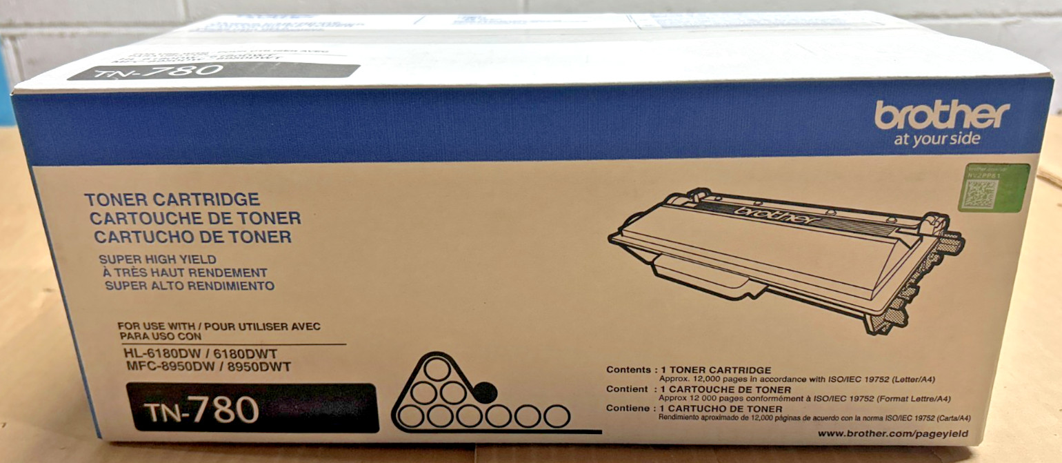 Genuine Brother TN780 / TN-780 High Yield Black Toner for HL-6180DW, HL-6180DWT