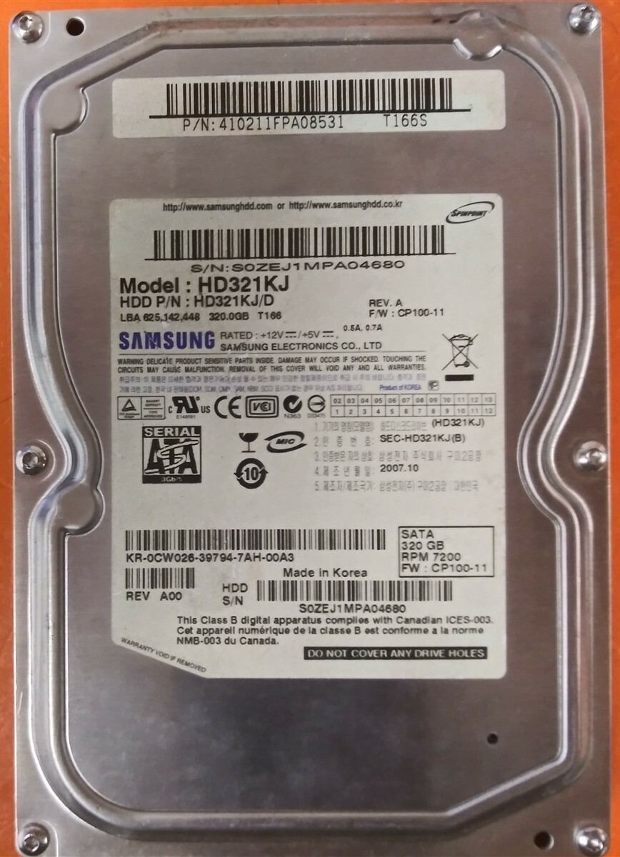 ⭐️⭐️⭐️⭐️⭐️ HDD Hard Drive SATA Desktop 3.5" Samsung HD321KJ/D 320GB FW: CP100-11