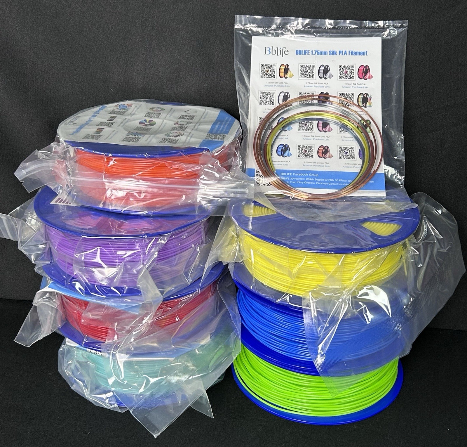 MKOEM 7 Spool 3D Printer Filament Bundle ABS 1.75mm .5kg X7