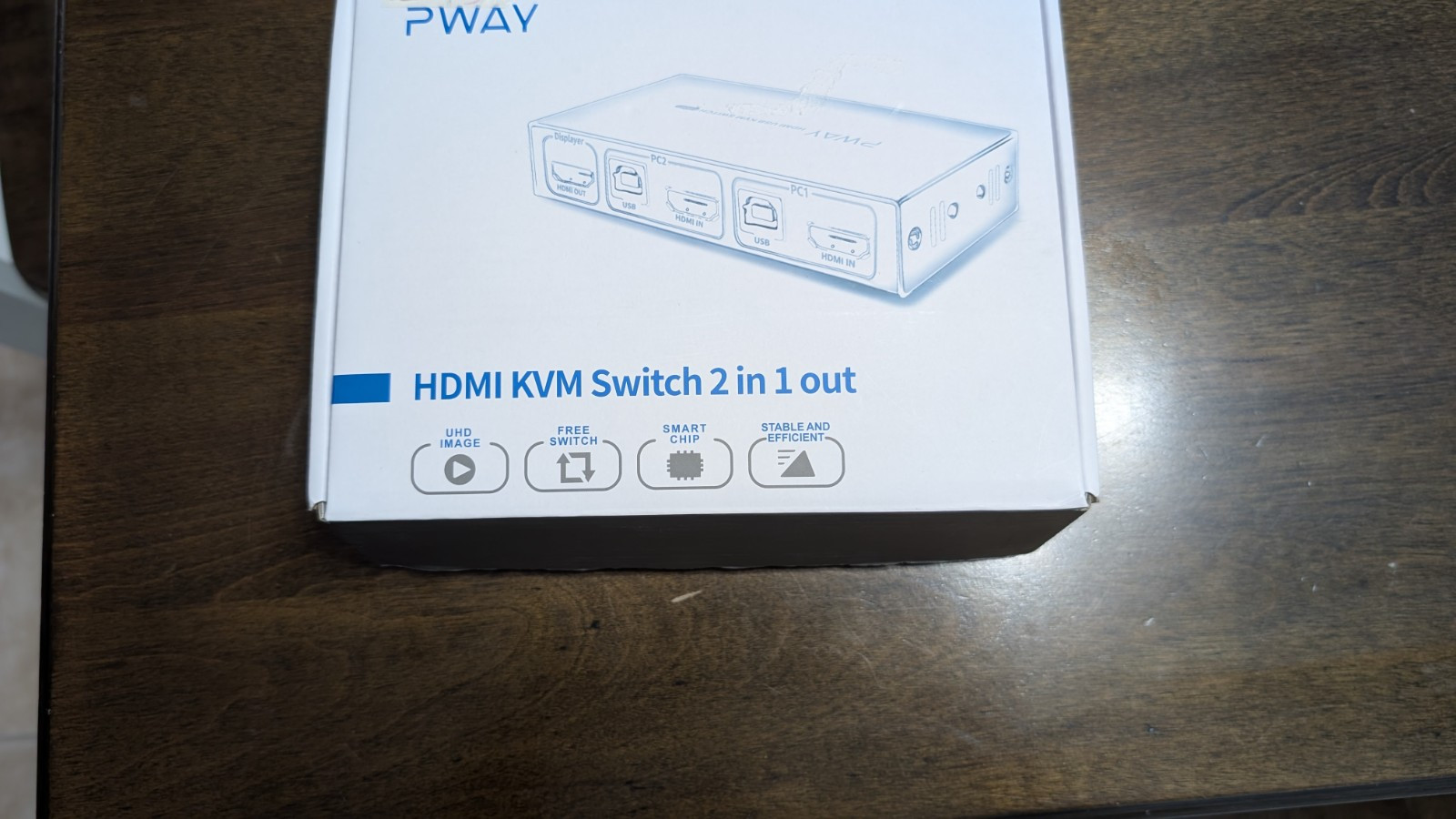 PWAY Dual Monitor HDMI KVM Switch 2 Port, 2 USB 2.0 Hub. New Like. 