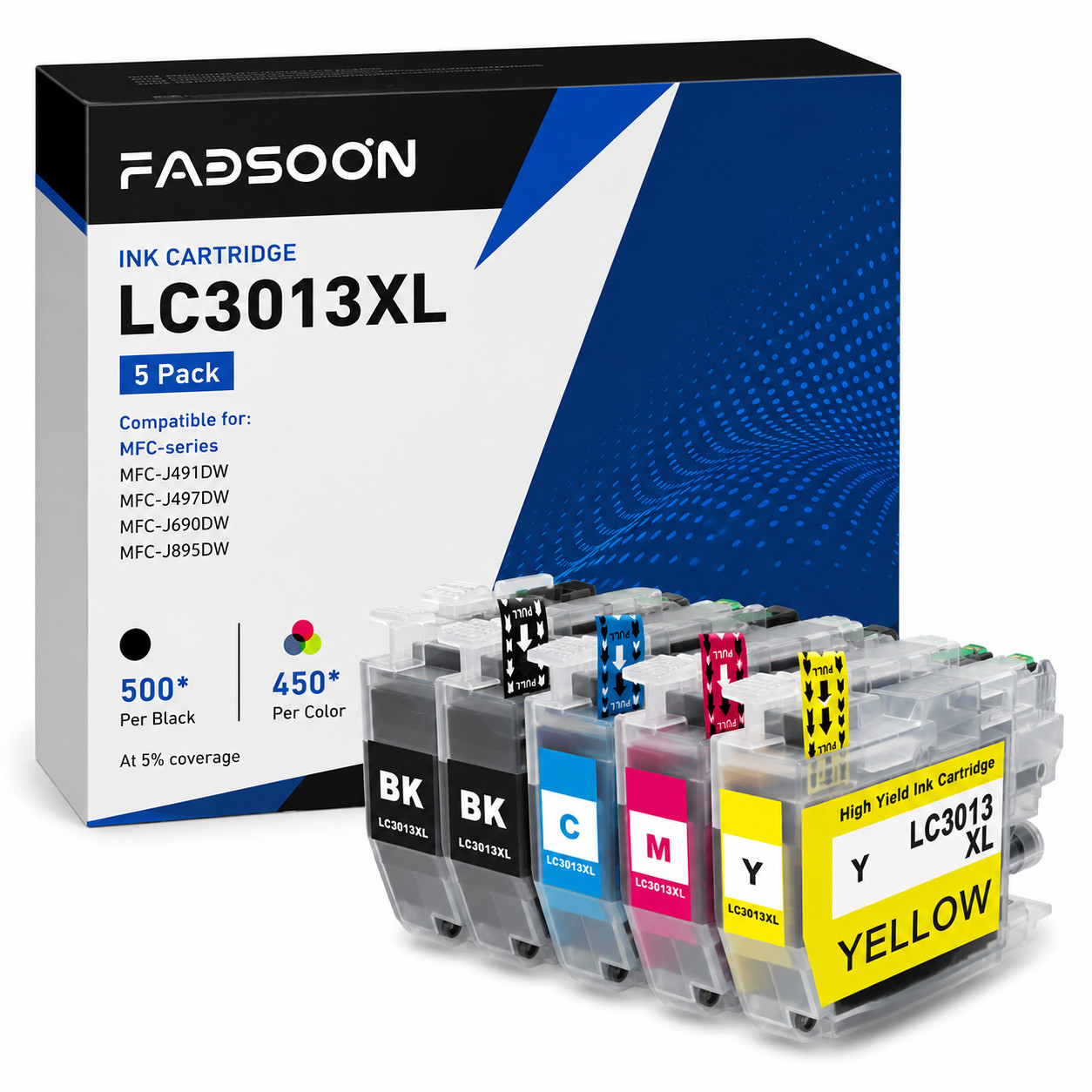 LC3013XL 5PK Compatible 2BK/C/M/Y Ink fit for MFC-J491DW J497DW J690DW J895DW