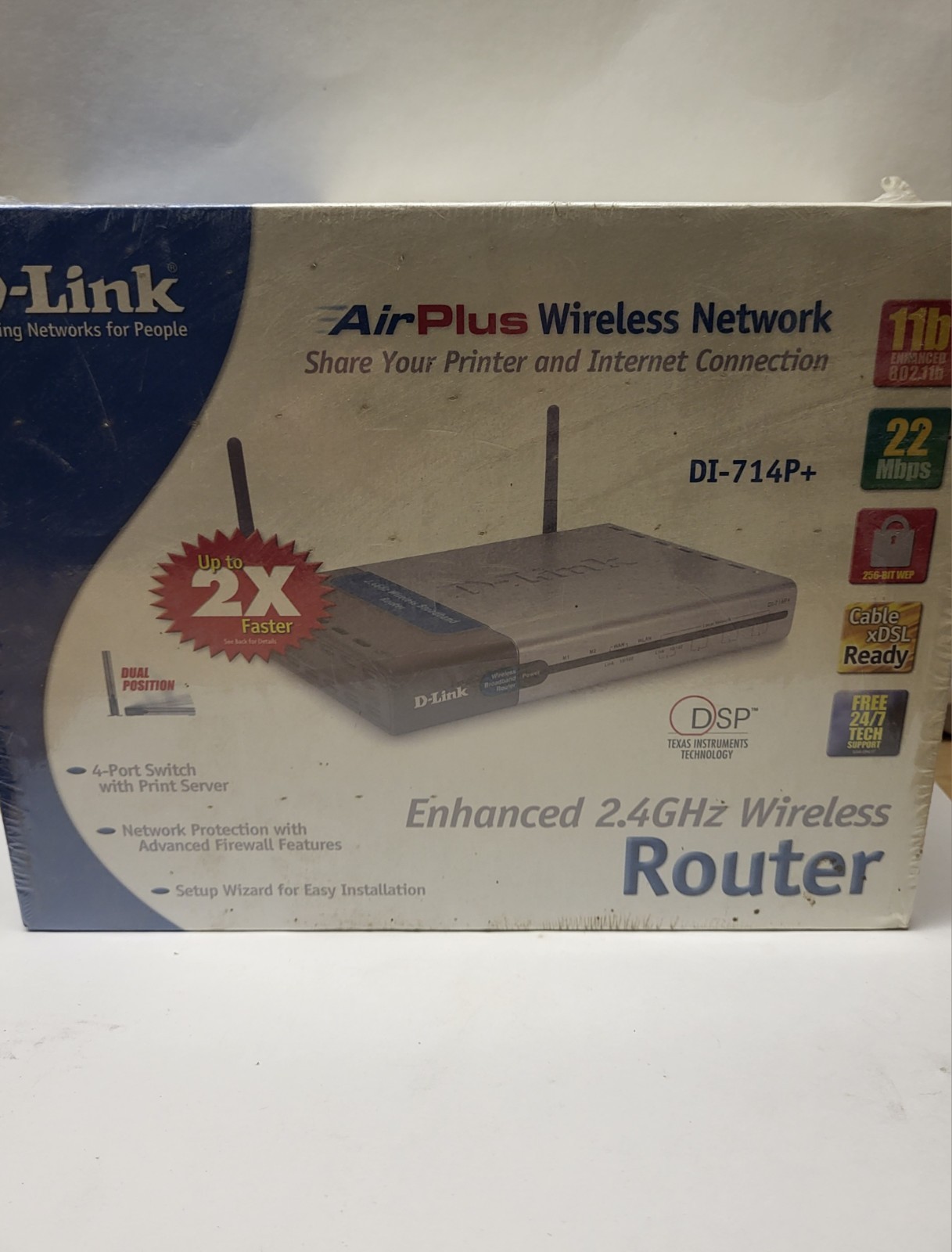New D-Link DI-714+ Air Plus Wireless Network, Enhanced 2.4GHz Router, SEALED Box