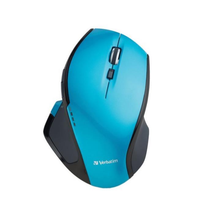 PE Verbatim Cordless Deluxe Blue-LED Computer Mouse Ergonomic 8 Buttons 2.4 G