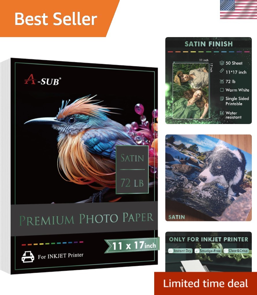 11x17 Satin Finish Photo Paper, Waterproof & Scratch Resistant, 50 Sheets