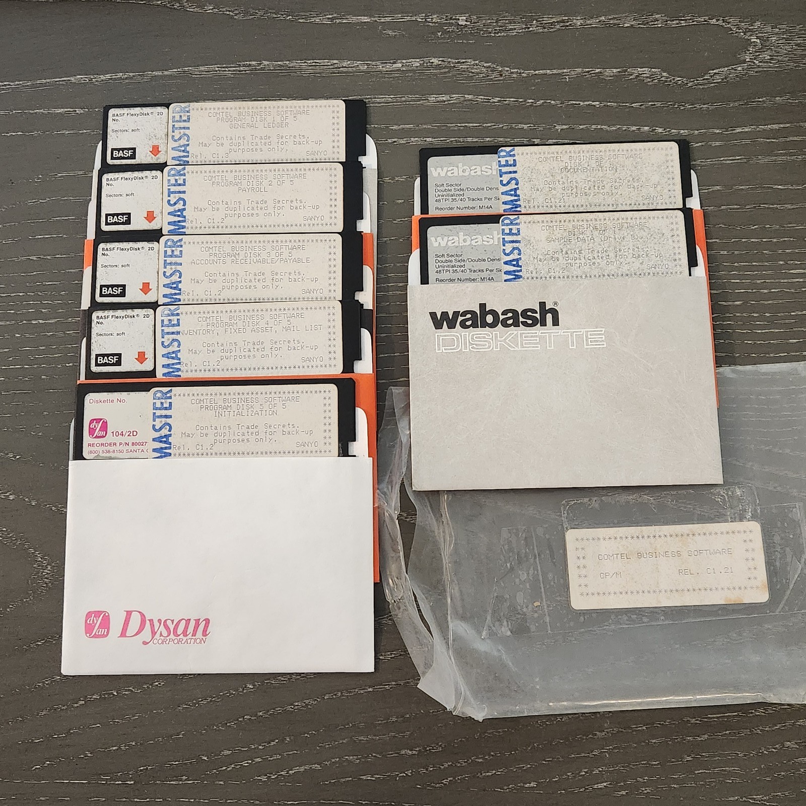 Vintage COMTEL Business Software CP/M Sanyo 7-Disk 5.25" Floppy Set Accounting