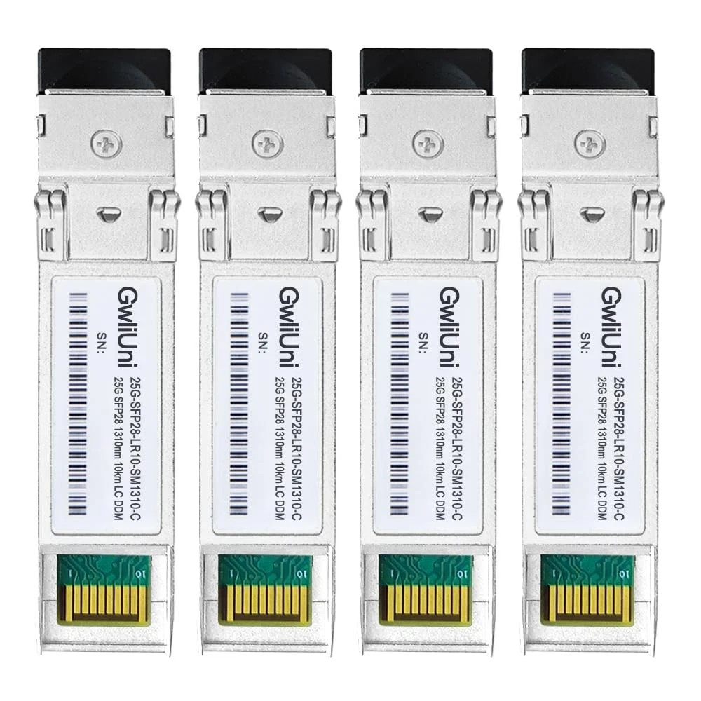 4Pcs 25G SFP28 Single Mode Fiber Module Network Transceiver, LR SM1310nm 10km